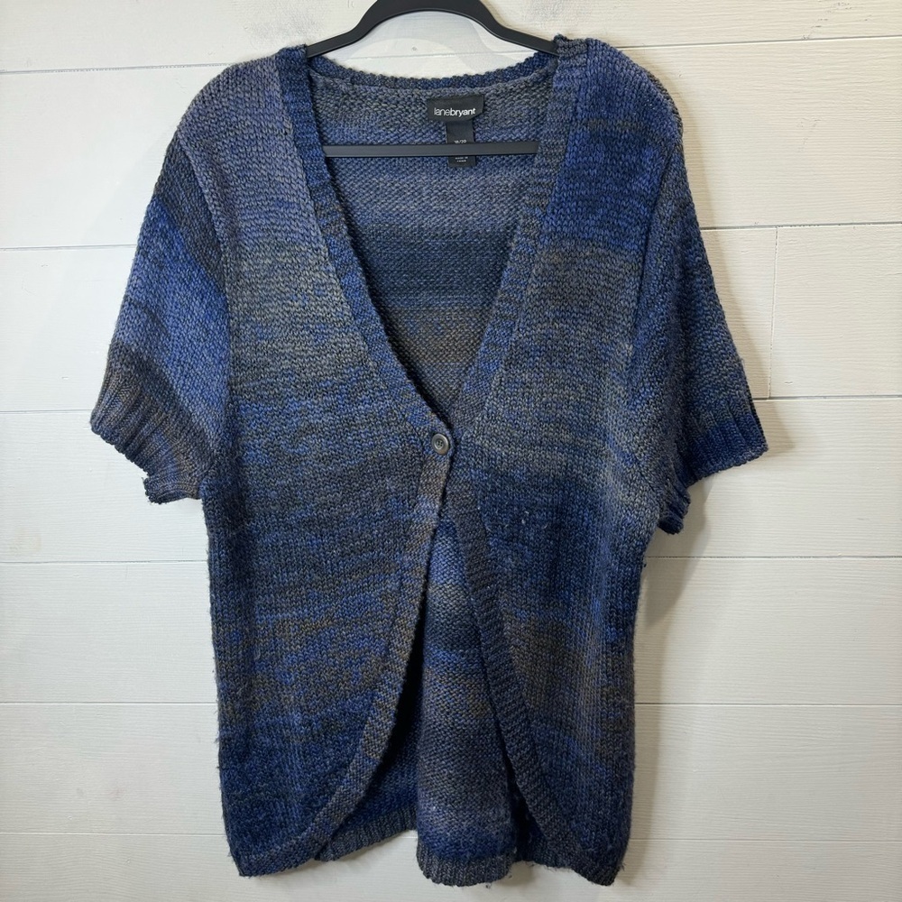 Lane Bryant | Wool Blend Cardigan Sweater Vest Size 18 / 20 - Blue Multicolor